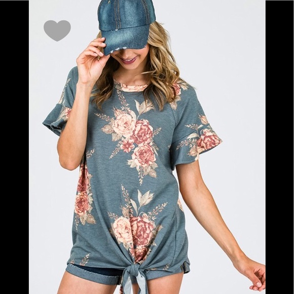 Tops - Chambray multi floral tie top ( 3 LEFT )